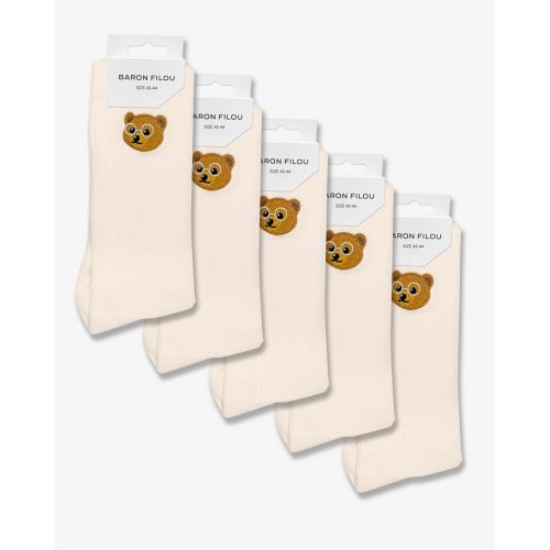 SS25 Collection SS25 5-Pack Baron Filou Socks - Pearl White