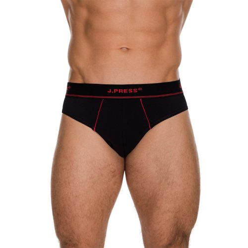 J.Press Briefs with Colorful Piping Stripe- Black/Red