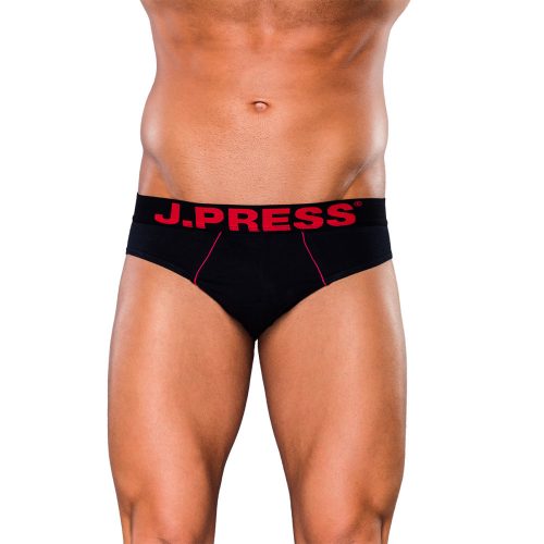 J.Press Briefs with Colorful Piping Stripe and Bold Logo - Black/Red