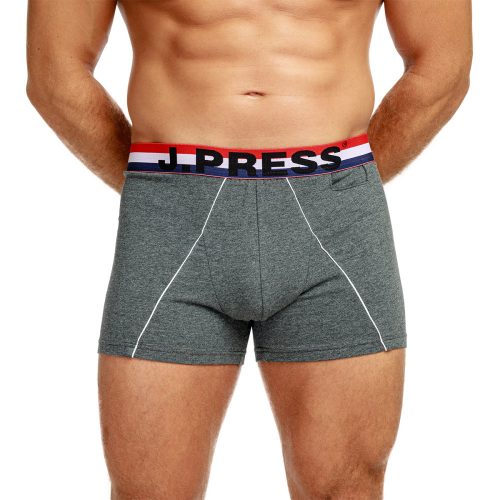 J.Press Boxer Briefs with Condom Pocket and Bold Logo - Grey/Red