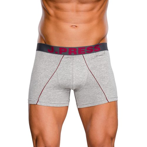 J.Press Boxer Briefs with Condom Pocket and Bold Logo - Grey/Berry