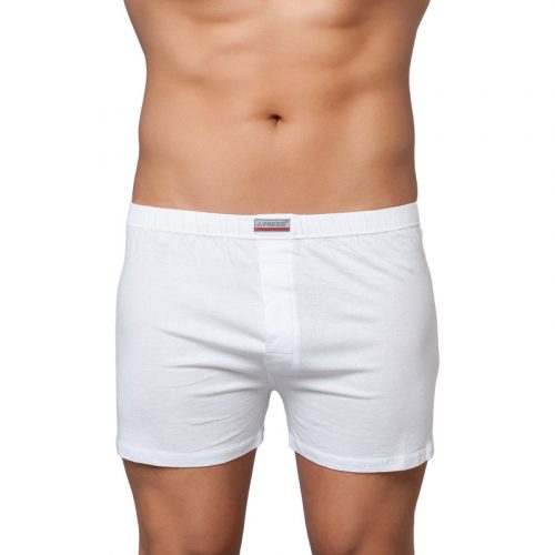 J.Press 100% Cotton Boxer Shorts with Loose Fit - White