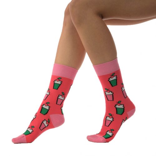 J.Press FUNNY Socks - Women's Patterned Cotton Socks - Pink