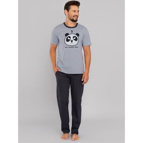 J.Press Long-Fit Cotton Pajama Set - Black/Grey