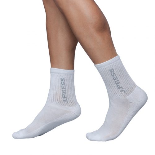 J.Press Men’s Sport Socks with Reinforced Plush Sole - White