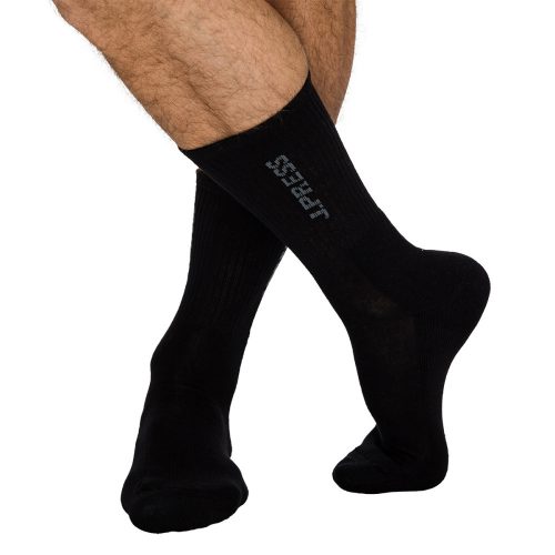 J.Press Men’s Sport Socks with Reinforced Plush Sole - Black