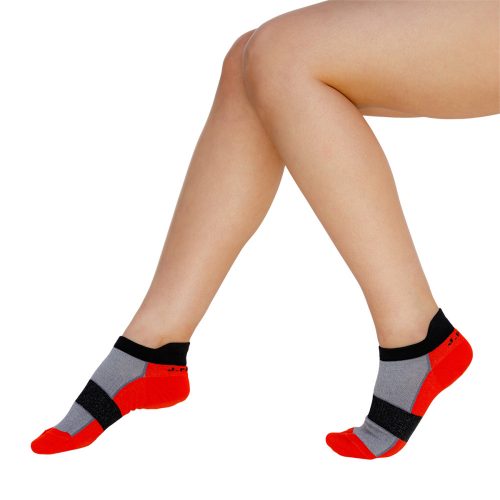 J.Press Women's Sports Socks with Ankle-Following Fit - Black/Red